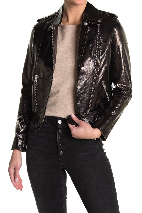 Rigby Payton Leather Crop Moto Jacket