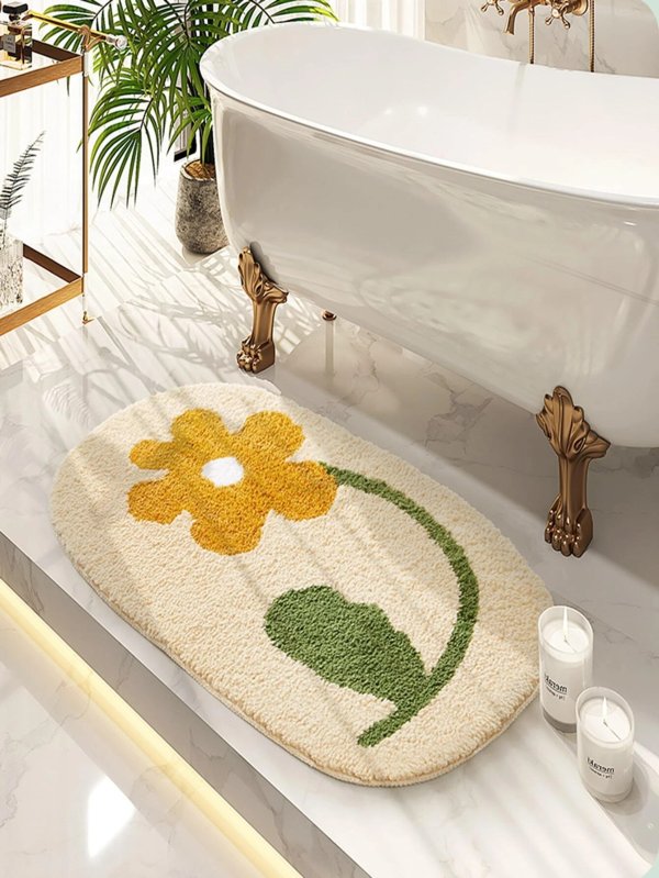 Floral Print Bath Rug