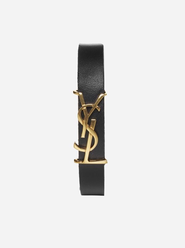 YSL logo leather bracelet