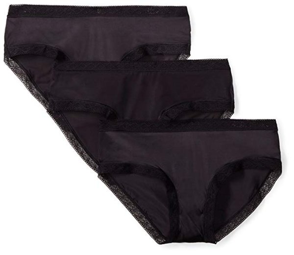 Amazon Brand - Mae Women's Soft Microfiber Hipster Panty with Lace, 3 Pack