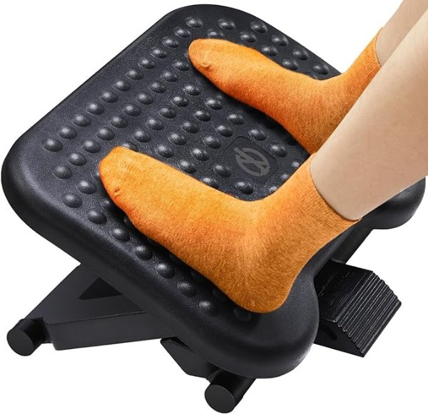 ErGear Under Desk Footrest, Adjustable Foot Rest for Under Desk at Work with 3 Height Settings and 30-Degree Angle, Ergonomic Desk Foot Rest with Massage Texture, Foot and Leg Rest for Home & Office