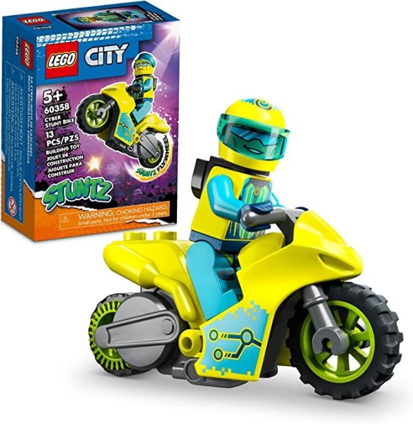City Cyber Stunt Bike 60358 Building Toy Set for Kids, Boys, and Girls Ages 5+ (13 Pieces)