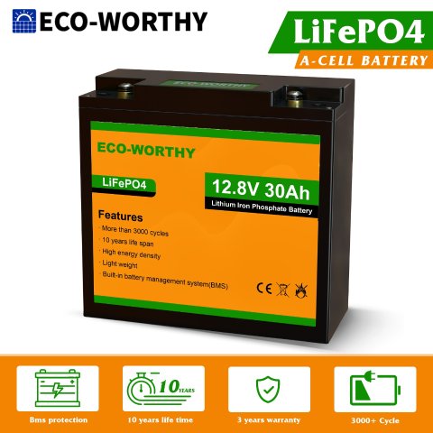 ECO-WORTHY 12V 30Ah 锂电池