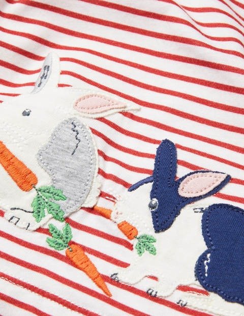 Applique Animals T-shirt - Ivory/Strawberry Red Bunnies | Boden US
