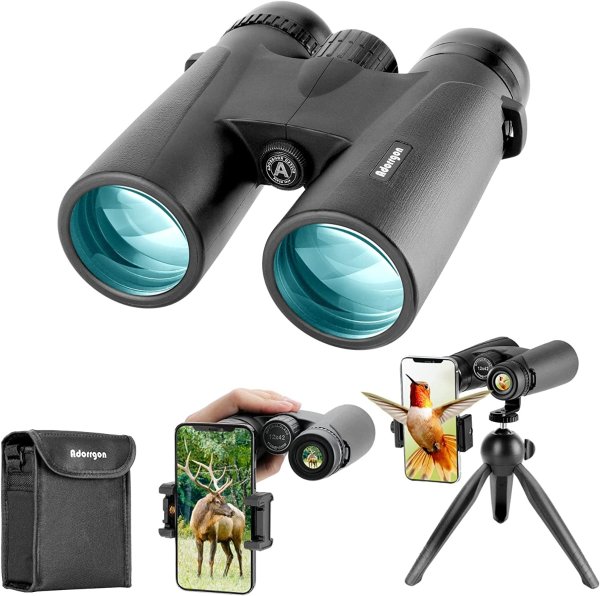 12x42 HD Binoculars for Adults with Upgraded Phone Adapter