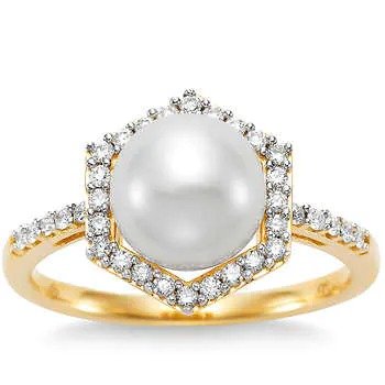 珍珠钻石戒指