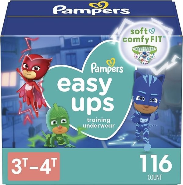 Easy Ups Pull On Disposable Potty Training Underwear for Boys and Girls, Size 5 (3T-4T), 116 Count, Enormous Pack (Packaging May Vary)