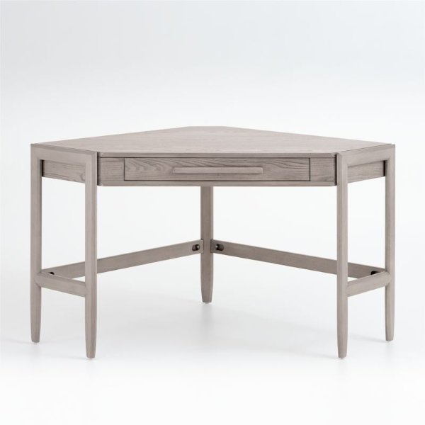 Tate Stone Corner Desk with Outlet + Reviews | Crate and Barrel