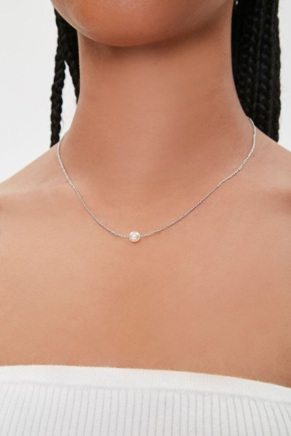 Faux Pearl Charm Necklace