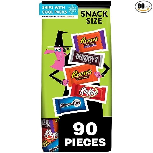 Hershey Assorted Milk Chocolate, Peanut Butter and Coconut Flavors Snack Size, Halloween Candy Variety Bag, Bulk, 47.35 oz (90 Count)