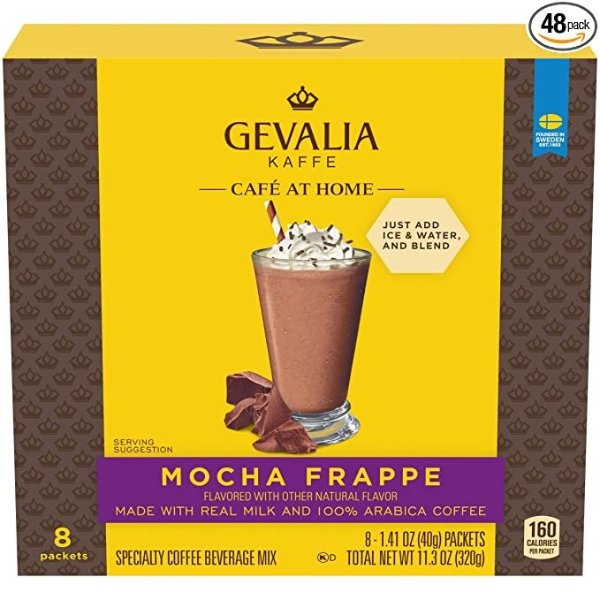Cafe at Home Mocha Frappe Coffee Mix (48 Packets, 6 Packs of 8)