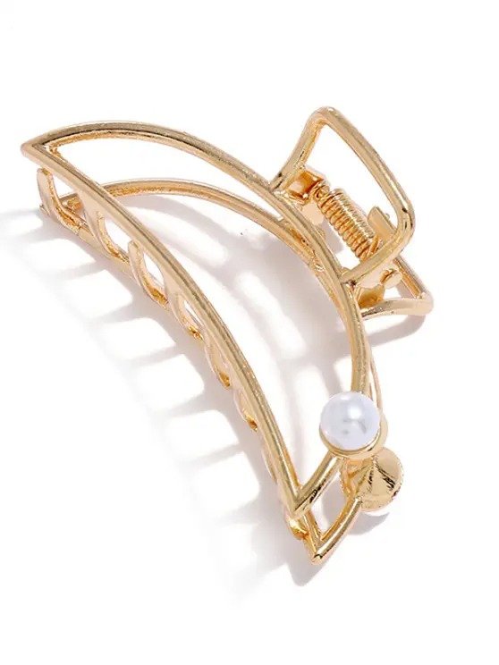 Alloy Faux Pearl Hair Claw Clip GOLDEN