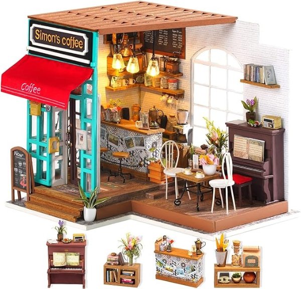 1:20 Tiny House DIY Kits for Adults-LED Miniature House Kit-DIY Miniature Dollhouse Kit-Model Building Craft Kits Hobbies for Women and Men