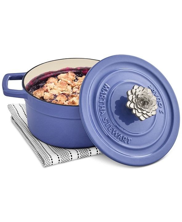 Garden Party 2-Qt. Enameled Cast Iron Round Dutch Oven with Flower Finial, Created for Macy's