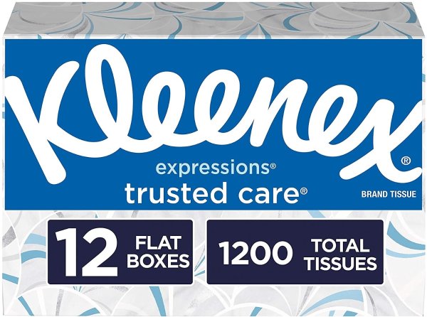 Trusted Care Facial Tissues, 12 Rectangular Boxes