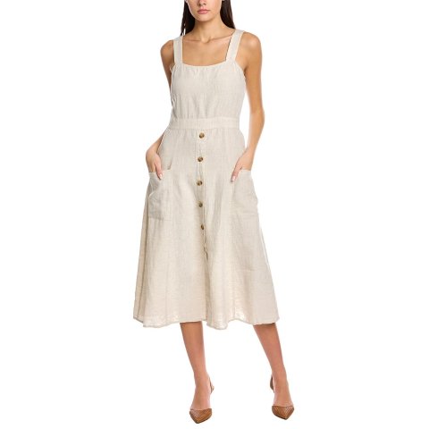 Vince CamutoTwo-Pocket Linen Midi Dress