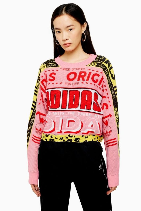 Pink 90s Logo Sweater by adidas