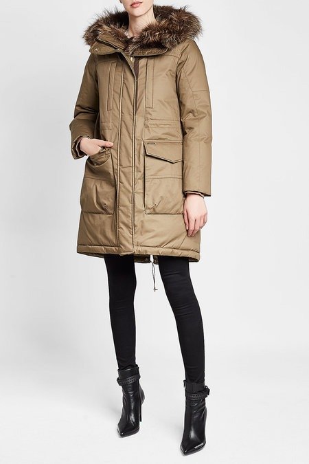 - Essex Military Down Parka with Fur-Trimmed Hood
