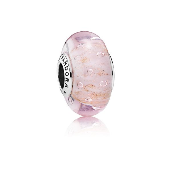 Pink Glitter Charm, Murano Glass