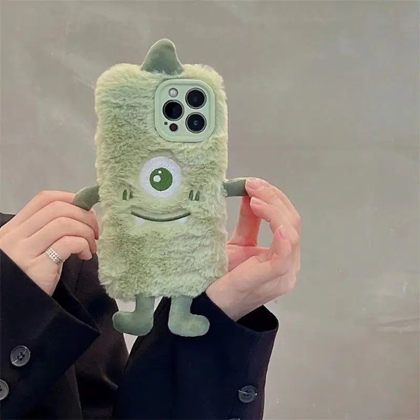 Autumn And Winter Plush Big-eyed Little Monster Phone Case For IPhone