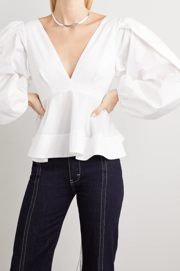 Carlenne ruffled cotton-poplin blouse