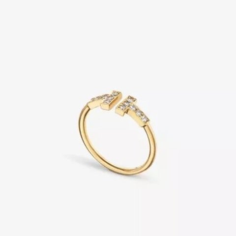 Tiffany T Wire 18K 黄金和 0.13 克拉明亮切割钻石戒指