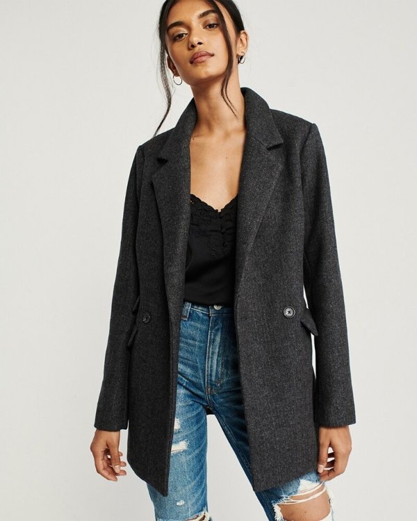 Womens Wool-Blend Blazer Coat | Womens Clearance | Abercrombie.com