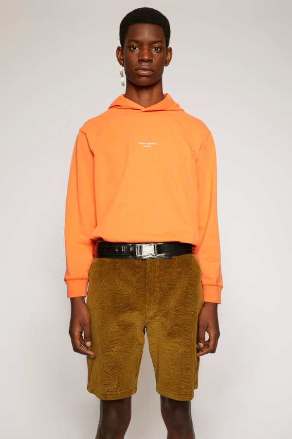 Reverse-logo hooded sweatshirt Mandarin orange