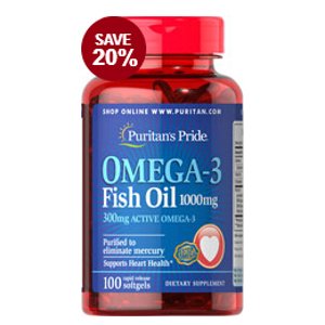 仅今天：普瑞登 Omega-3 深海鱼油 1000 mg，100粒装