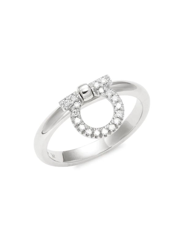 18K White Gold & Diamond Gancini Ring