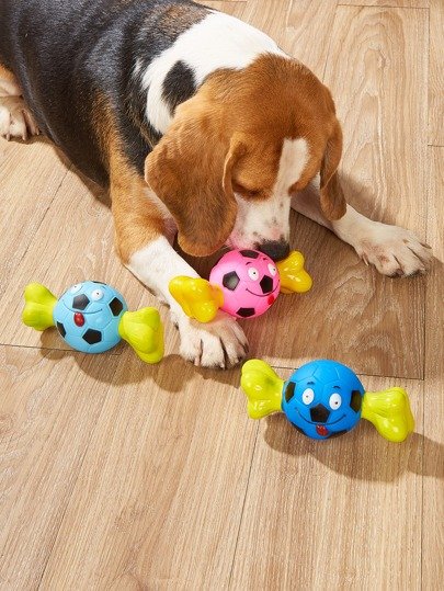 1pc Random Color Soccer & Bone Design Pet Chew Toy