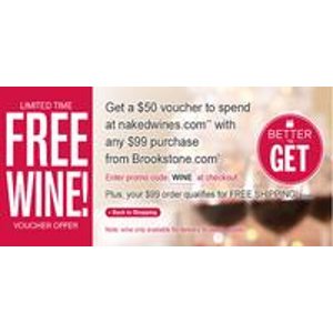 naked wines Voucher with $99 order @ Brookstone