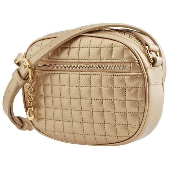 Quilted Calf Small Camera Bag- Gold
