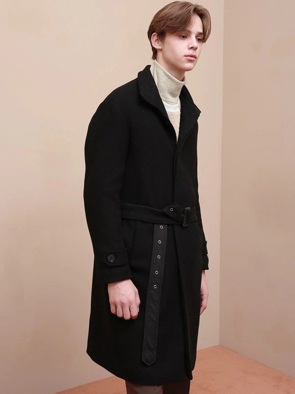 [Unisex] Watson Robe Wool Single Coat Black