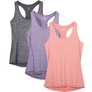 icyzone Workout Tank Tops for Women - Racerback Athletic Yoga Tops, Running Exercise Gym Shirts(Pack of 3)