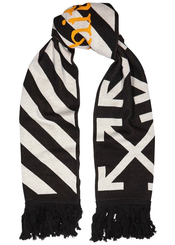 Arrows logo-intarsia knitted scarf