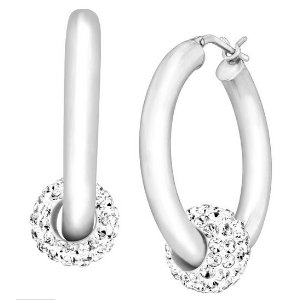 Polished Hoop Earrings with Swarovski Crystal Beads