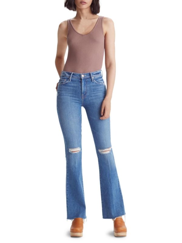 - The Weekender Frayed Flare Jeans