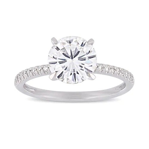 2 ct. T.W. Lab-Created Moissanite & 1/10 ct. T.W. Diamond Engagement Ring