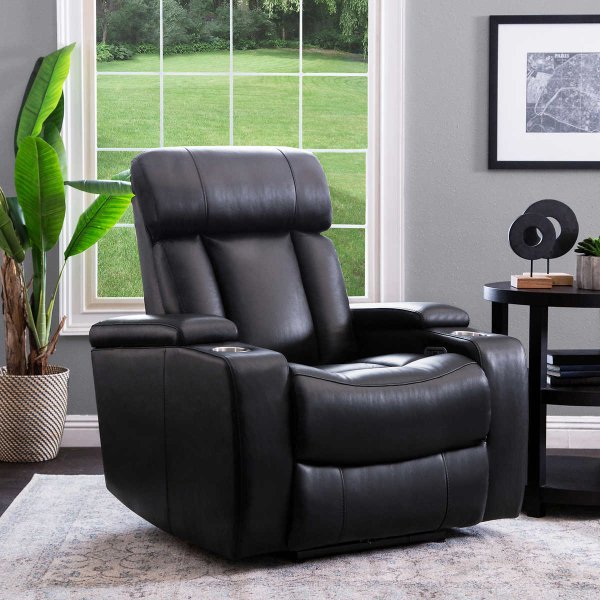 Top Grain Leather Power Recliner with Power Headrest