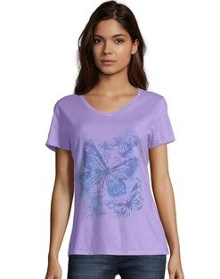 Women's Big Butterfly Short-Sleeve V-Neck Graphic Tee