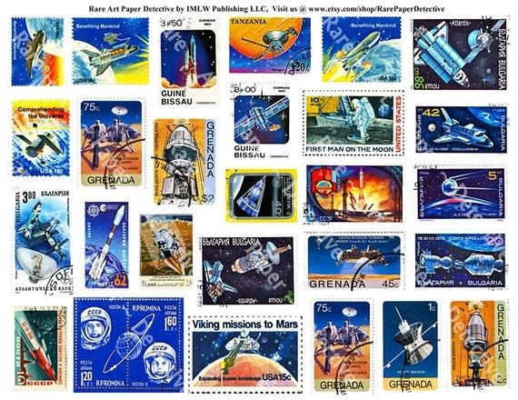 Space Postage Stamps - Printed Stamp Collection, Postal Stamp, Space Exploration, Space Shuttle, World Postage Stamps, Explorer Stamps, 214a