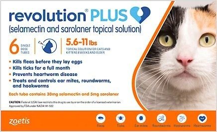 PLUS Topical Solution for Cats, 5.6-11 lbs, (Orange Box), 6 Doses (6-mos. supply) - Chewy.com