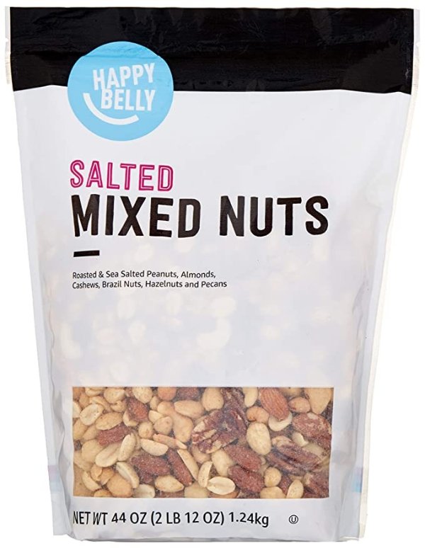 Amazon Brand - Happy Belly Roasted and Salted Mixed Nuts with Peanuts, 44 Ounce