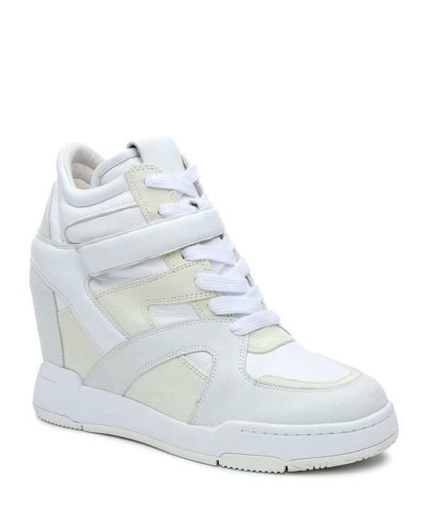 Body Mixed Leather Wedge Fashion Sneakers
