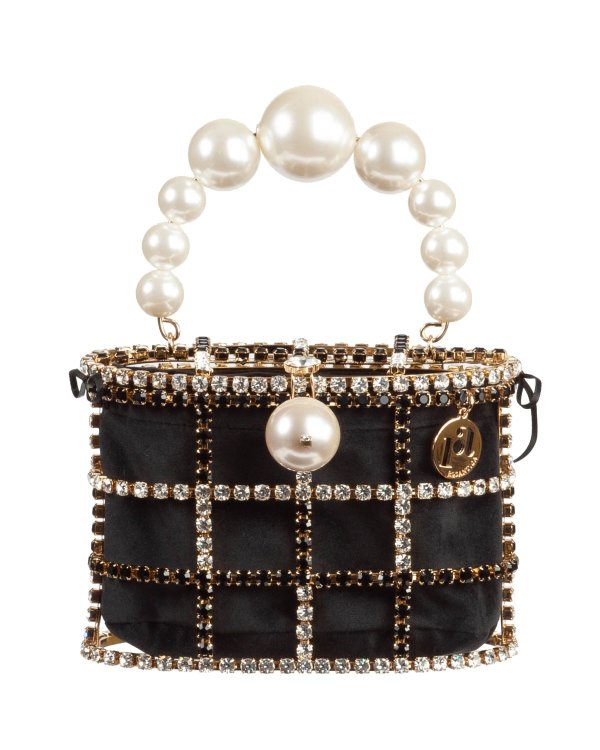 Holli Pearly-Handle Cage Minaudiere Bag