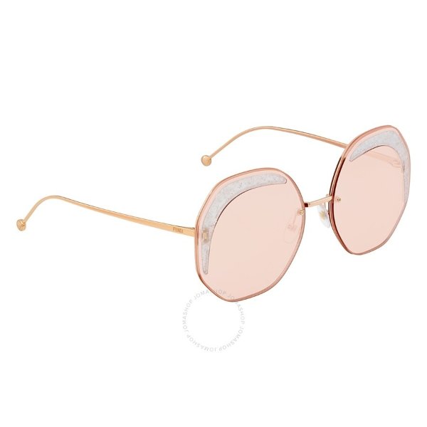 Glass Pink Geometric Ladies Sunglasses FF0358S01N563