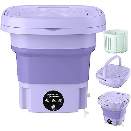 Portable Washing Machine, Foldable Mini Washing Machine, Small Washing Machine for Underwear, Baby Clothes, or Small Items, Suitable for Apartments, Dormitories, Camping, Travel (110-260v),Purple