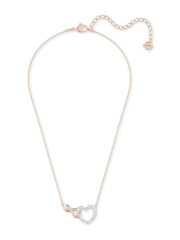Infinity Rose Goldplated Crystal Infinity & Heart Necklace