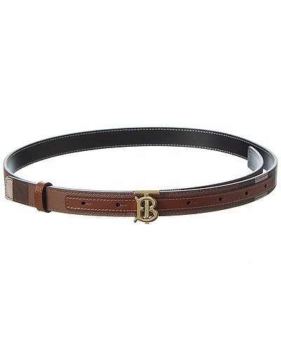 Reversible Exaggerated Check E-Canvas & Leather Belt / Gilt